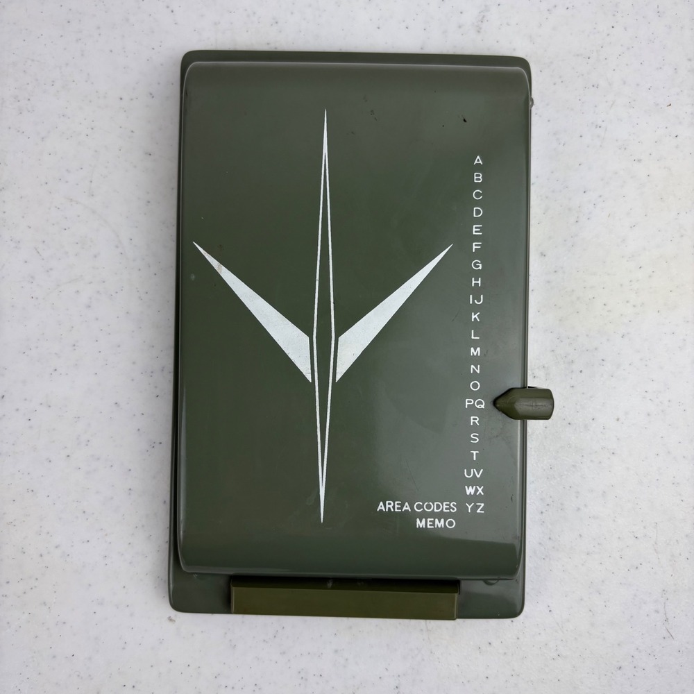 Vintage Bates List Finder Olive Green Metal Telephone Address Book Area Codes